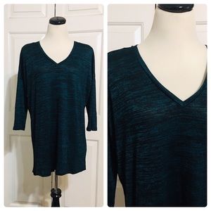 Philosophy High Low Space-dye Tunic Teal and Black